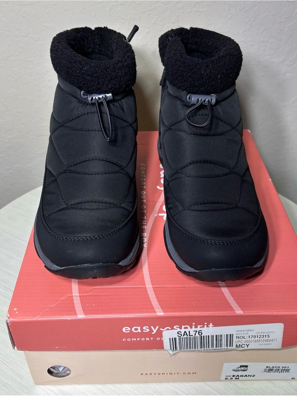 Easy Spirit Eagan2 Black Cozy Cold Weather Walking Booties Women's Size 9.5M NIB